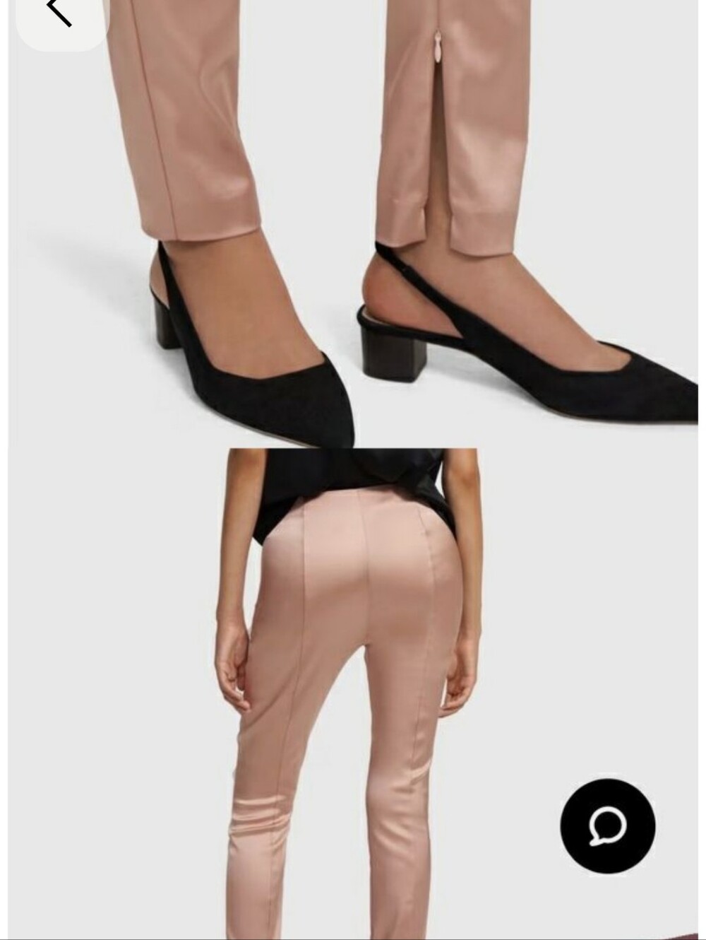 Theory Skinny Legging in Stretch Satin Blush Pink Zipper Ankles - Picture 2 of 7